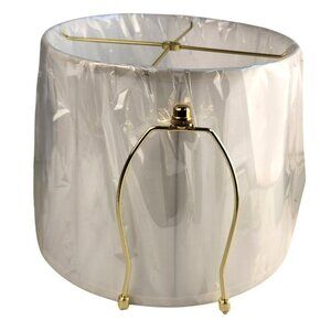 White Lamp Shade With Gold Harp Fitting  Parts 13.5" Diameter X 10" Height